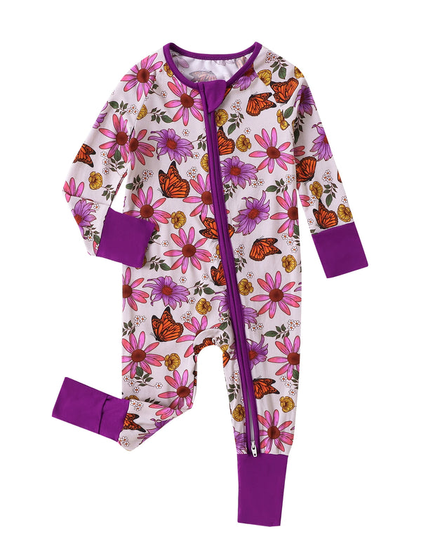 Lionessliz™️ Purple Butterfly Bamboo Fiber Baby Romper - lionessliz