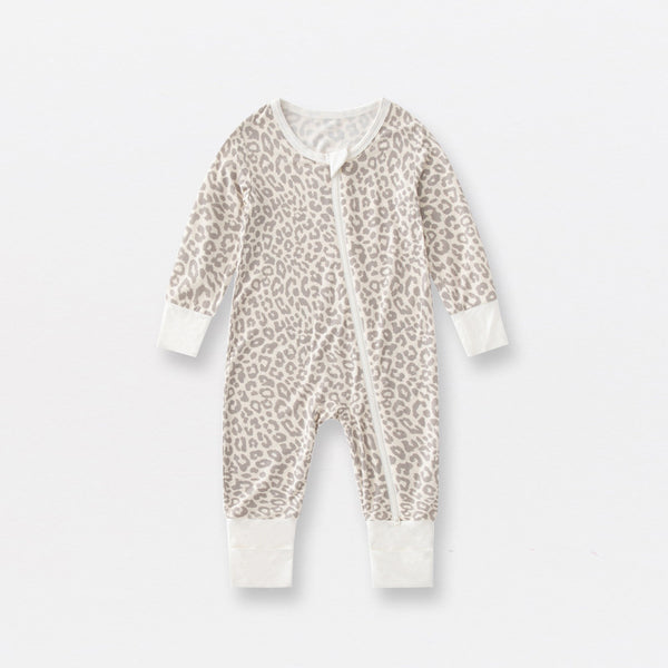 Lionessliz™️ bamboo fiber baby onesie Apricot leopard print - lionessliz