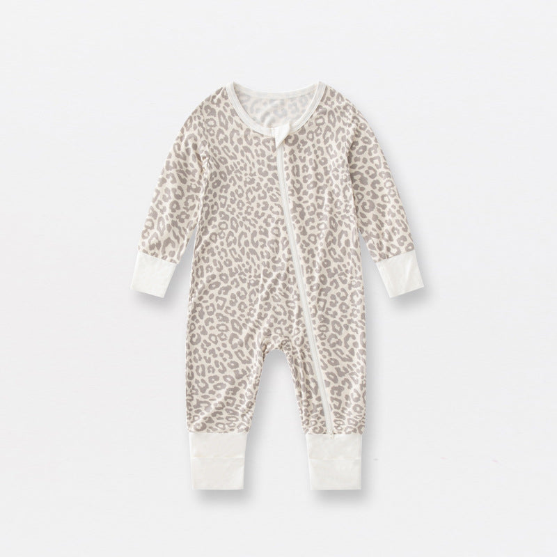 Lionessliz™️ bamboo fiber baby onesie Apricot leopard print - lionessliz