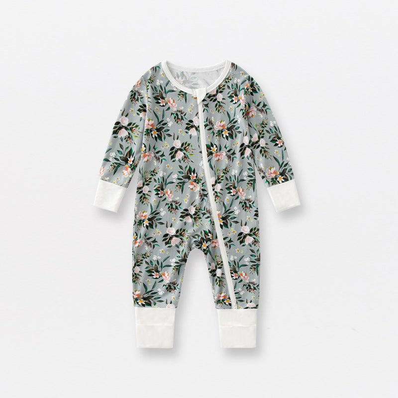 Lionessliz™️ bamboo fiber baby onesie Green flowers - lionessliz